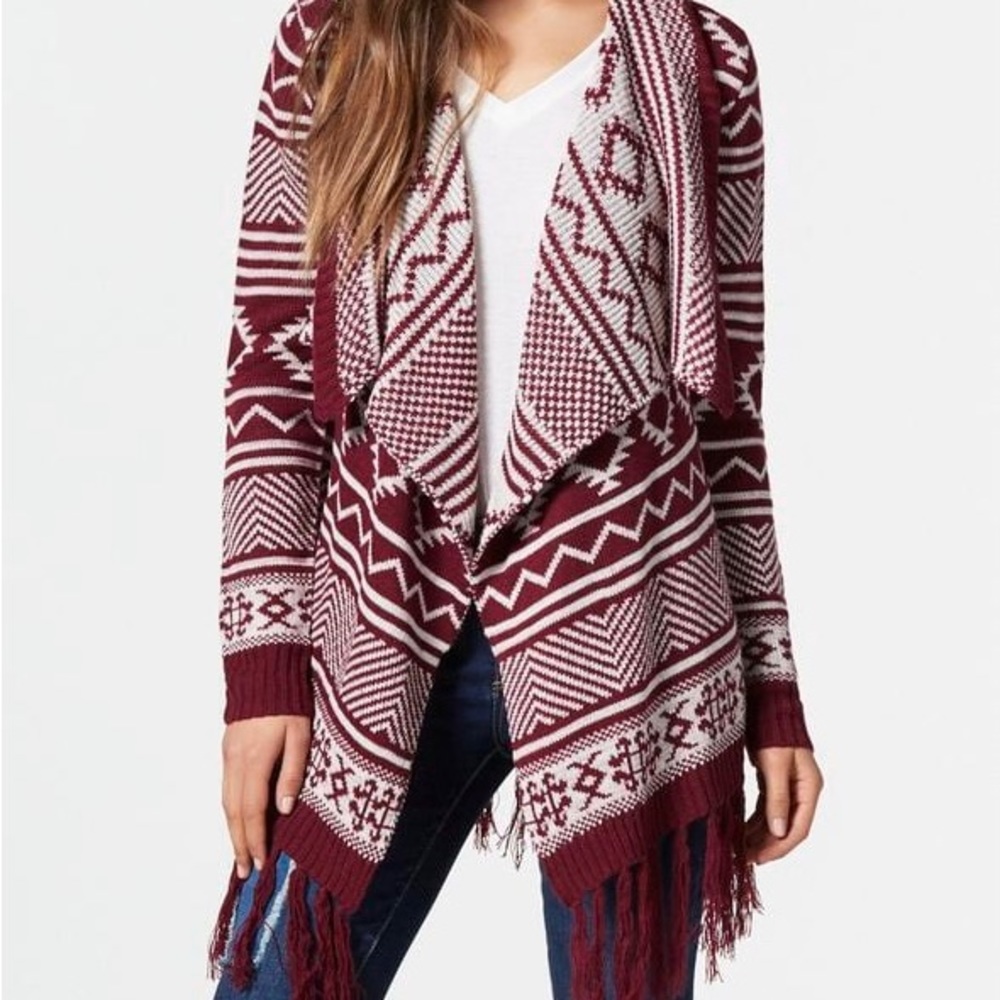 JustFab Southwestern Fringe Cardigan